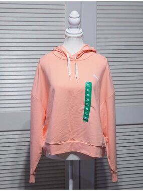 NWT Puma Women's Peach Sweatshirt Cropped Lightweight Sport Hoodie Size XL 2984